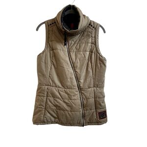 Alp N Rock Tan Asymmetrical Quilted Zip Puffer Winter Ski Snow Vest SZ 2
